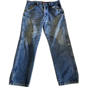 Wrangler Relaxed Fit Destressed Straight Leg High Waisted Western Wear Jeans 31